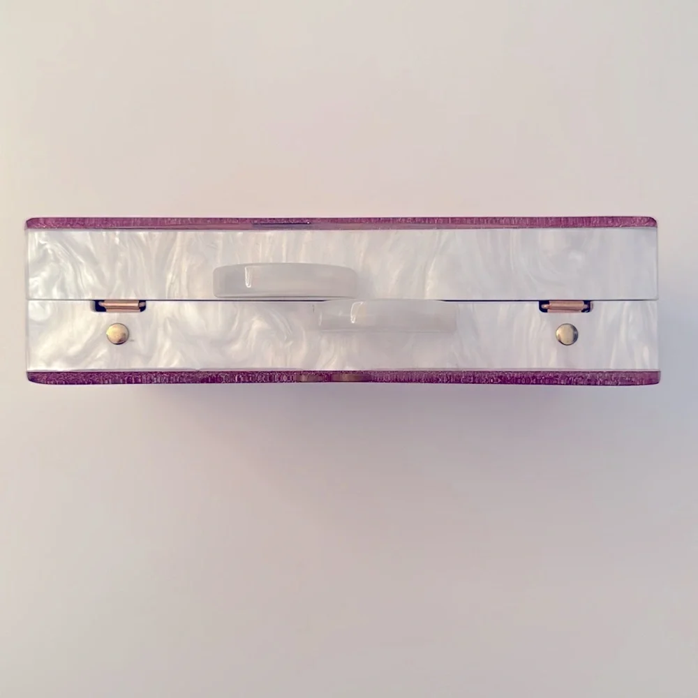 🦄BARI LYNN Unicorn Acrylic Box Bag w/glitter - Picture 3 of 8